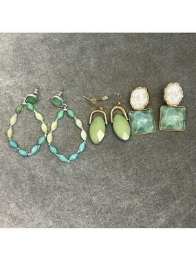 Bundle of blue cream green earrings